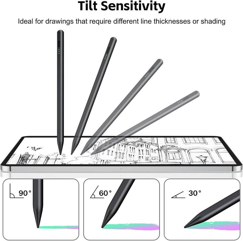 Aspaper Stylus Pen for iPad 2025-2018 with 13mins Fast Charge,Tilt Sensitive Palm Rejection Pencil for 11th A16,10th/9th/8th/7th/6th, Air 11/13 M2/M3,Pro 11/13 M4/M5,Pro 12.9“,Air 5/4/3,Mini 7/6/5 - Image 5